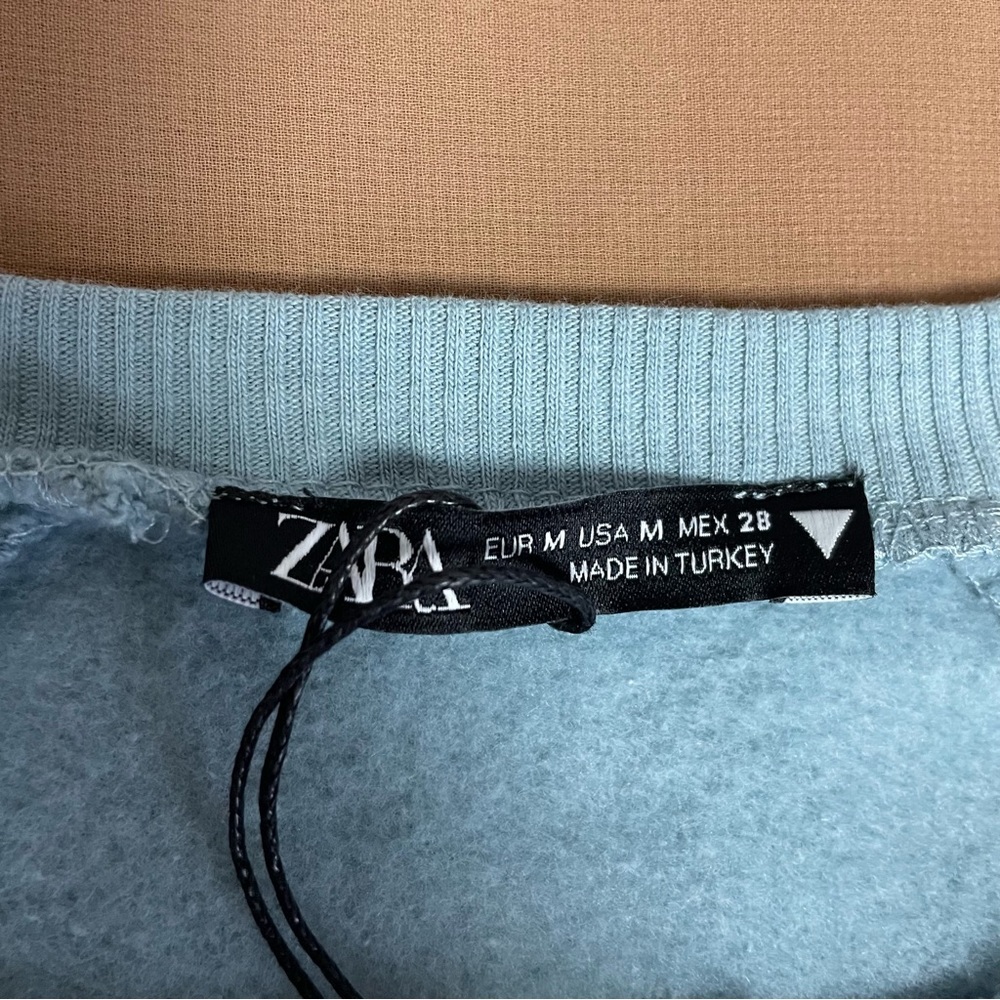 NWT New Zara Cropped Baby Blue Sleeveless Sweatshirt Size M - Picture 7 of 11